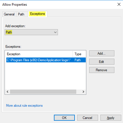 AppLocker Exception: Log Directory