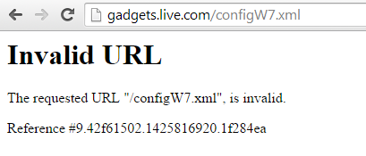 Invalid URL: http://gadgets.live.com/configW7.xml